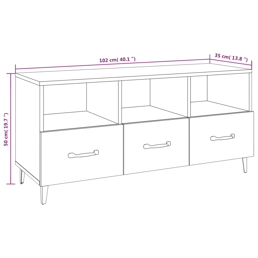 szürke sonoma színű szerelt fa TV-szekrény 102 x 35 x 50 cm