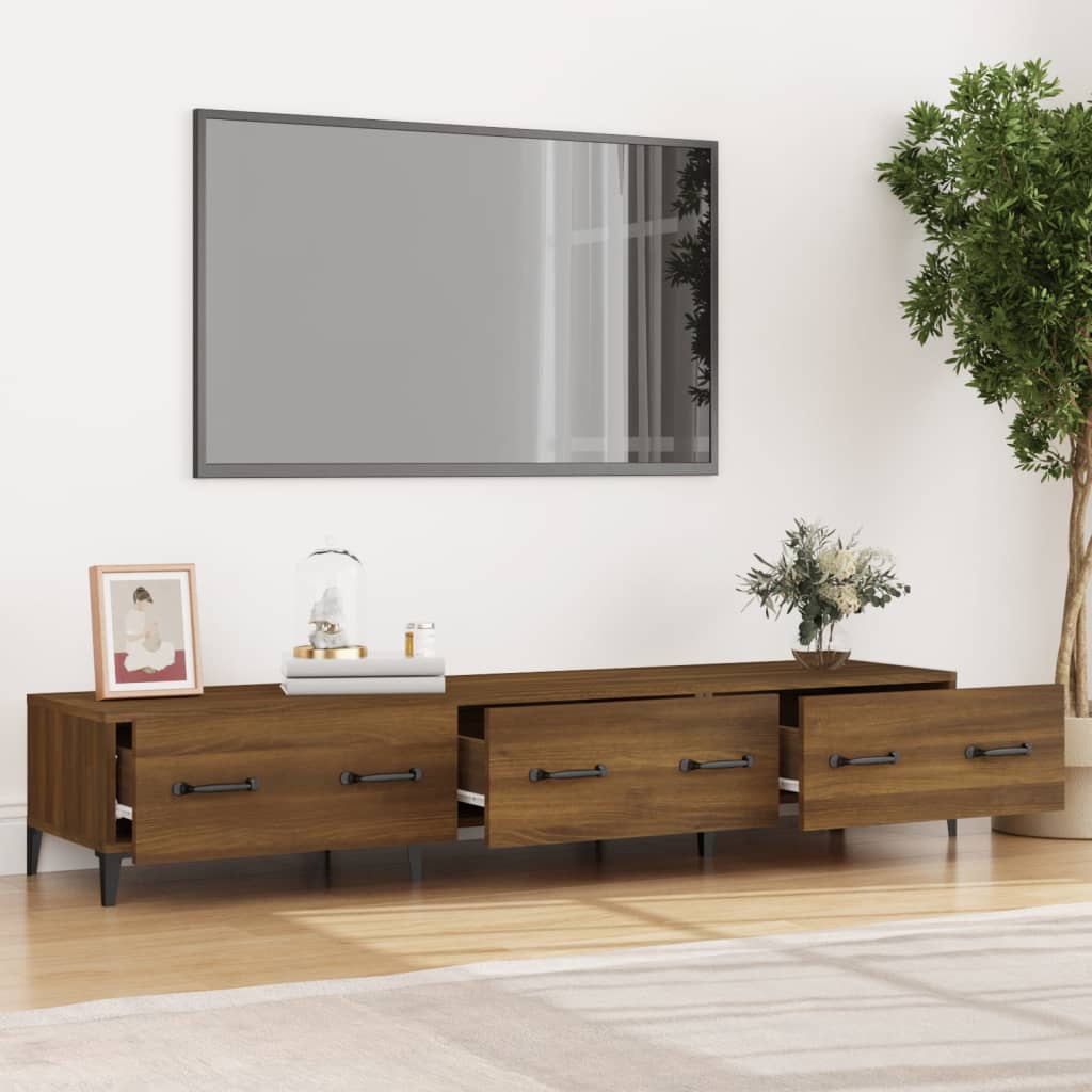 barna tölgyszínű szerelt fa TV-szekrény 150 x 34,5 x 30 cm