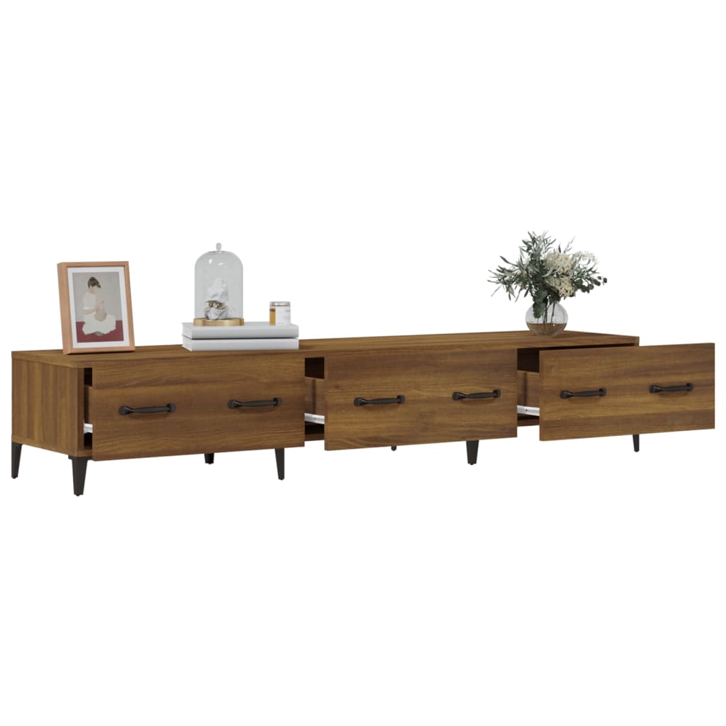 barna tölgyszínű szerelt fa TV-szekrény 150 x 34,5 x 30 cm