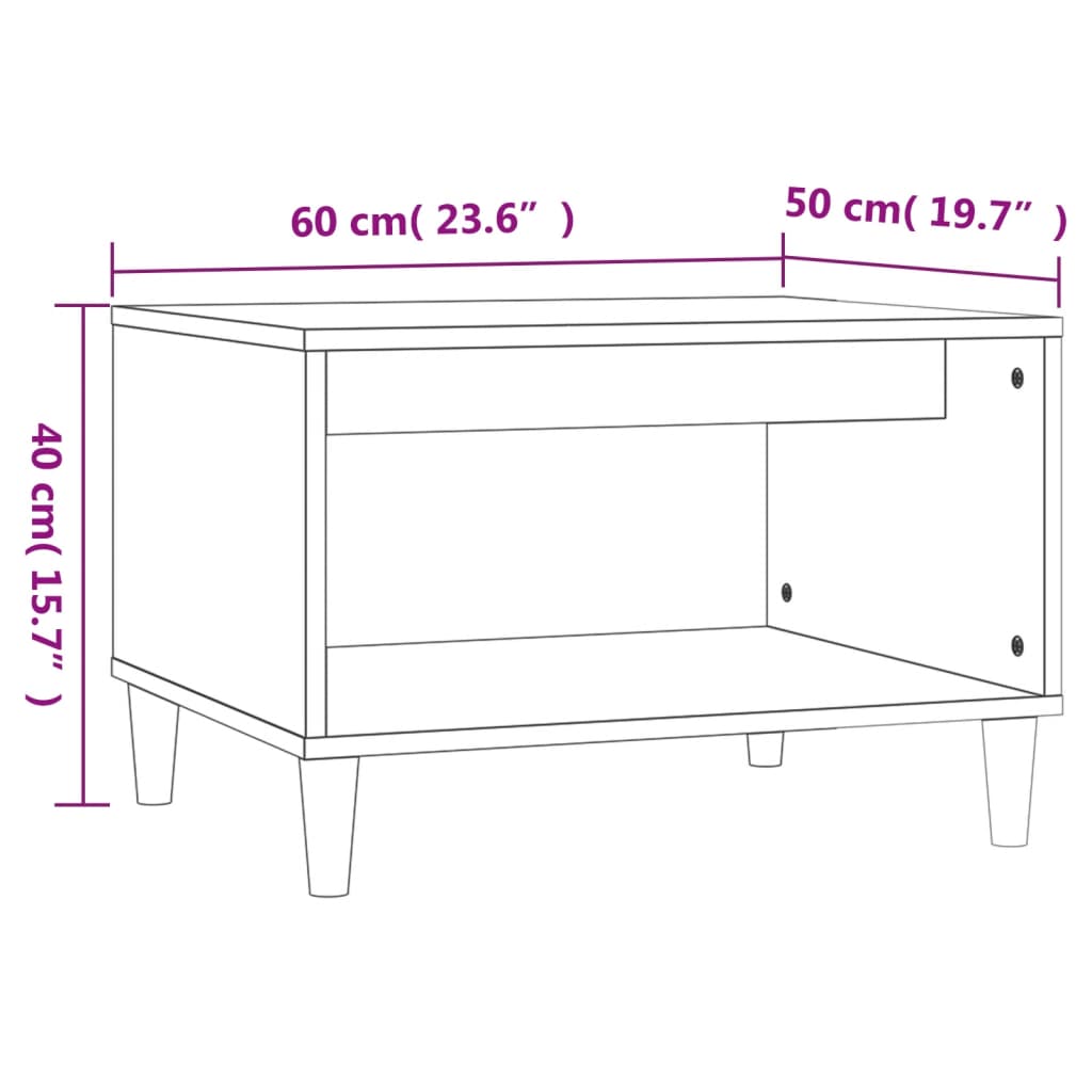 barna tölgyszínű szerelt fa dohányzóasztal 60x50x40 cm