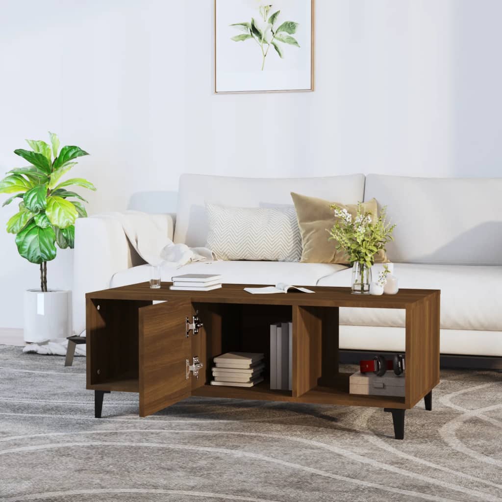 barna tölgy színű szerelt fa dohányzóasztal 102 x 50 x 40 cm