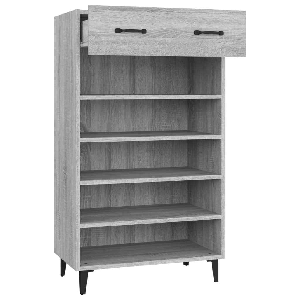 szürke sonoma színű szerelt fa cipőszekrény 60 x 35 x 105 cm