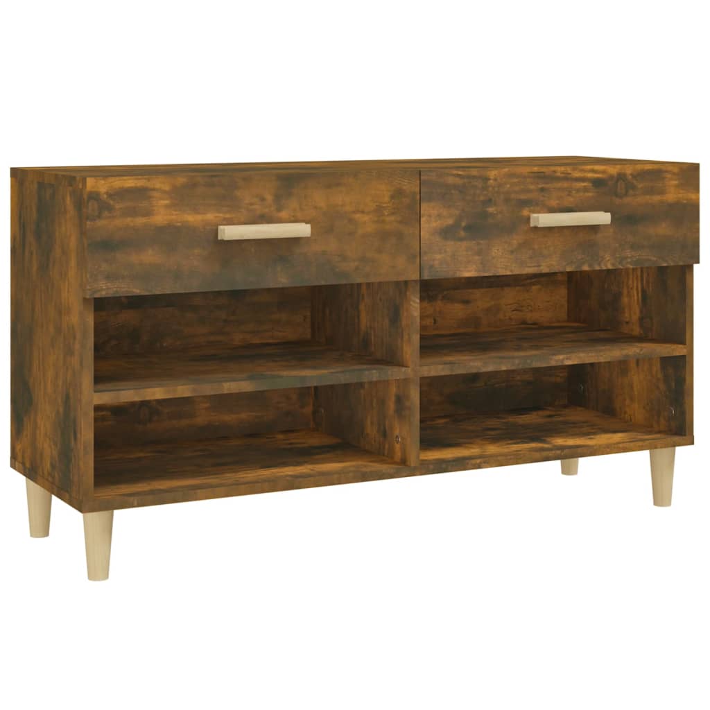 füstös tölgyszínű szerelt fa cipősszekrény 102 x 35 x 55 cm