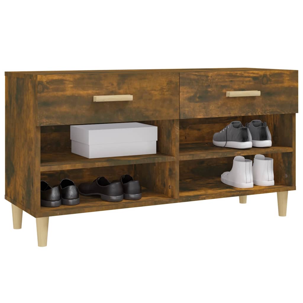 füstös tölgyszínű szerelt fa cipősszekrény 102 x 35 x 55 cm