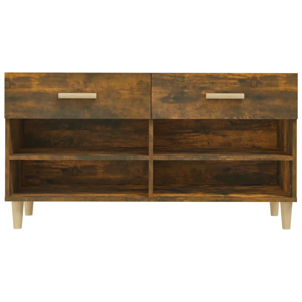 füstös tölgyszínű szerelt fa cipősszekrény 102 x 35 x 55 cm