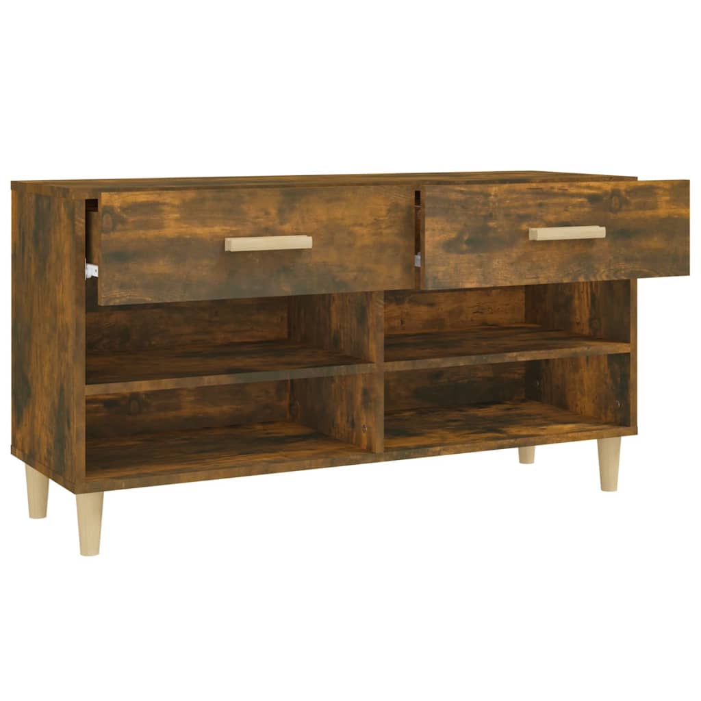 füstös tölgyszínű szerelt fa cipősszekrény 102 x 35 x 55 cm