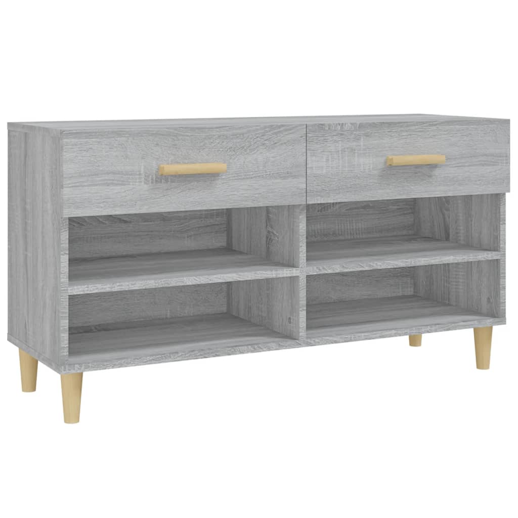 szürke sonoma színű szerelt fa cipőszekrény 102 x 35 x 55 cm