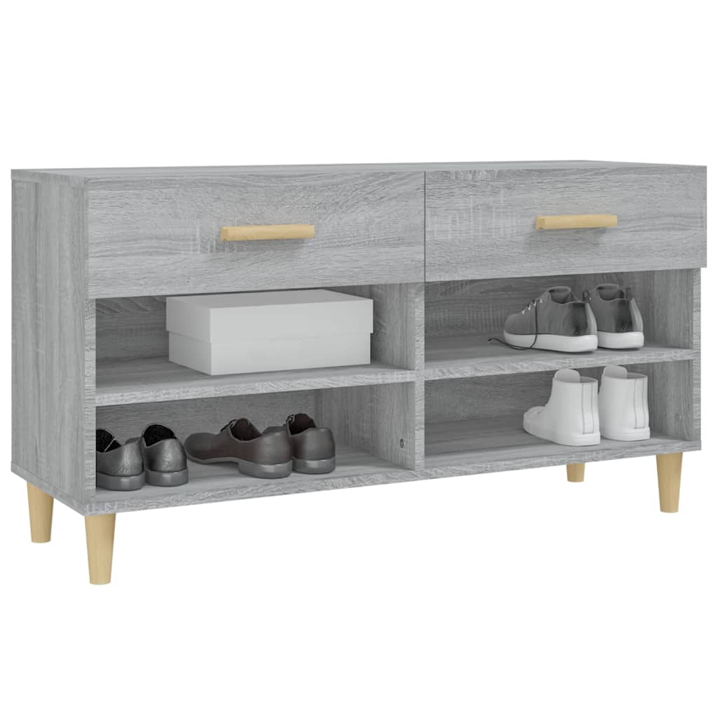 szürke sonoma színű szerelt fa cipőszekrény 102 x 35 x 55 cm