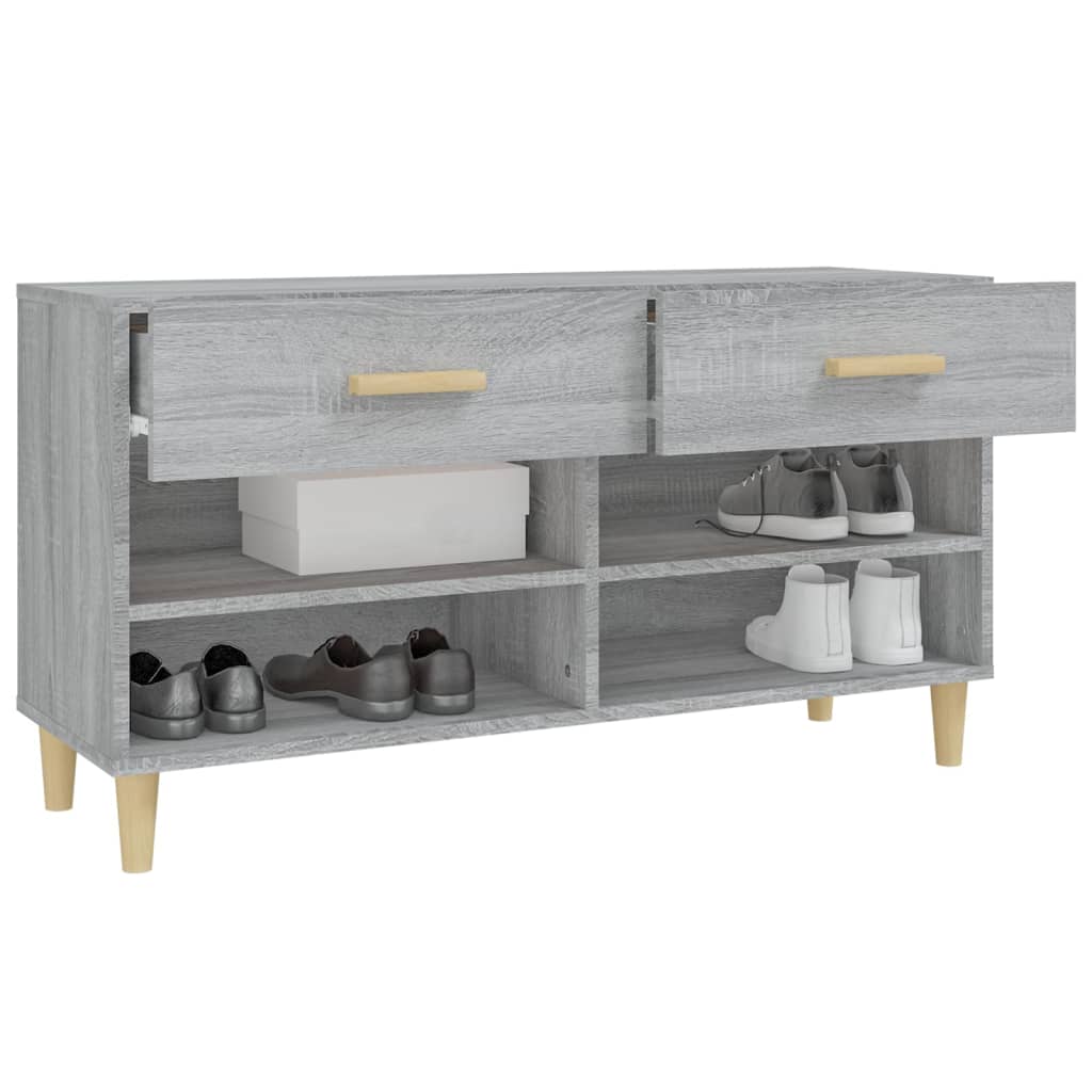 szürke sonoma színű szerelt fa cipőszekrény 102 x 35 x 55 cm