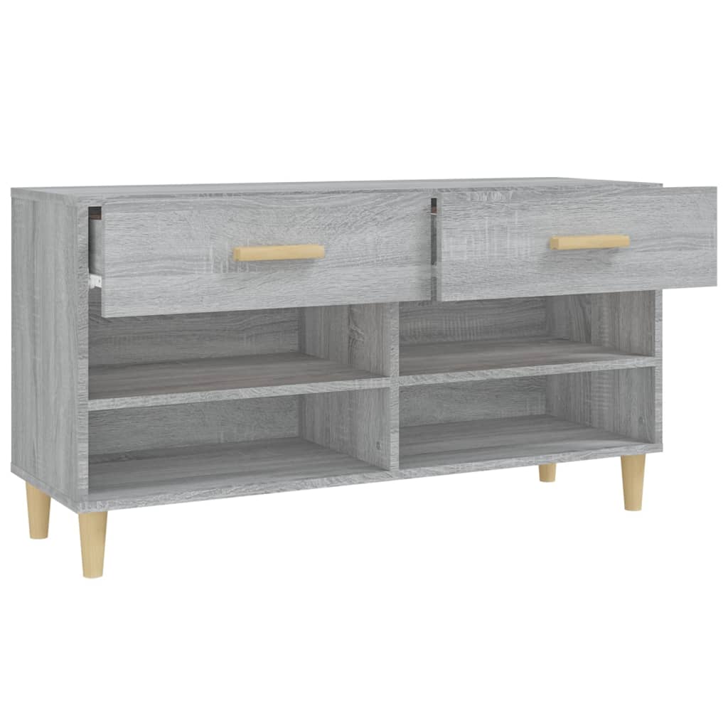 szürke sonoma színű szerelt fa cipőszekrény 102 x 35 x 55 cm
