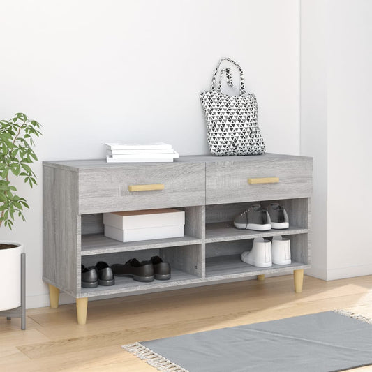 szürke sonoma színű szerelt fa cipőszekrény 102 x 35 x 55 cm