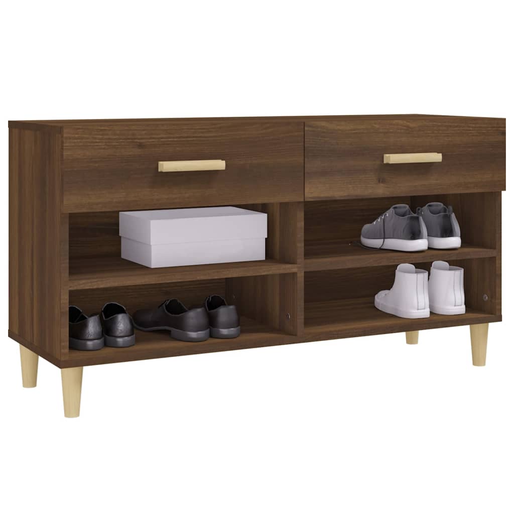 barna tölgyszínű szerelt fa cipősszekrény 102 x 35 x 55 cm