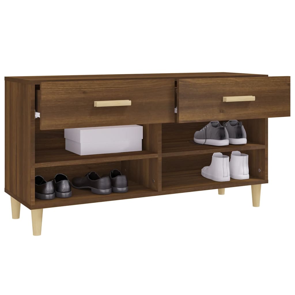 barna tölgyszínű szerelt fa cipősszekrény 102 x 35 x 55 cm