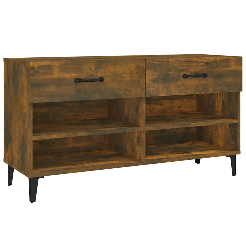 füstös tölgyszínű szerelt fa cipősszekrény 102 x 35 x 55 cm