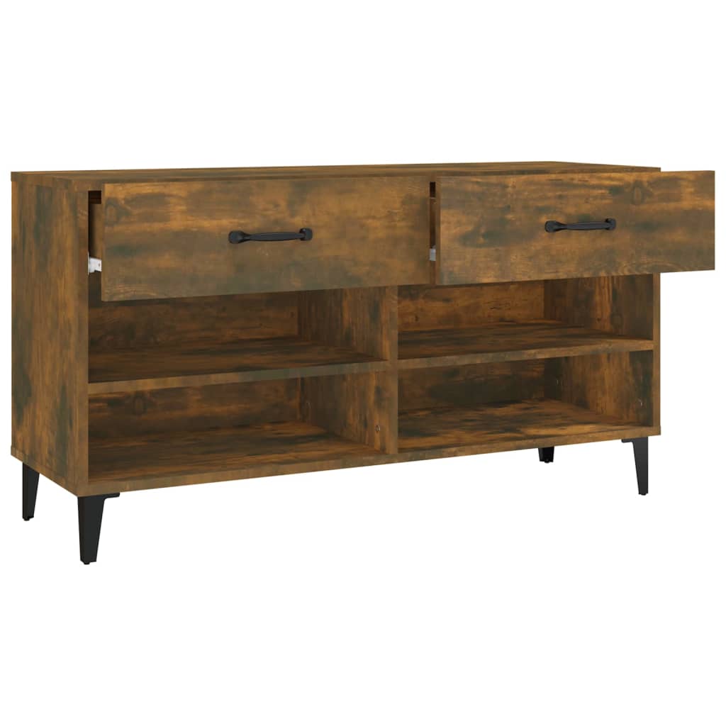 füstös tölgyszínű szerelt fa cipősszekrény 102 x 35 x 55 cm