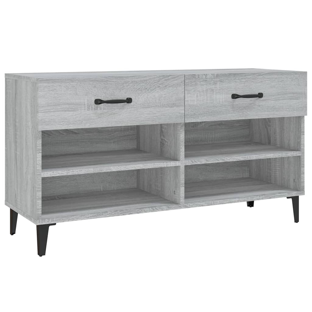 szürke sonoma színű szerelt fa cipőszekrény 102 x 35 x 55 cm