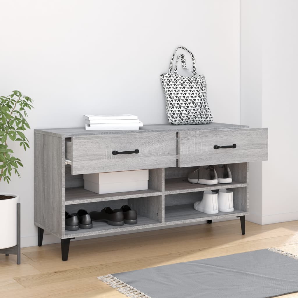 szürke sonoma színű szerelt fa cipőszekrény 102 x 35 x 55 cm