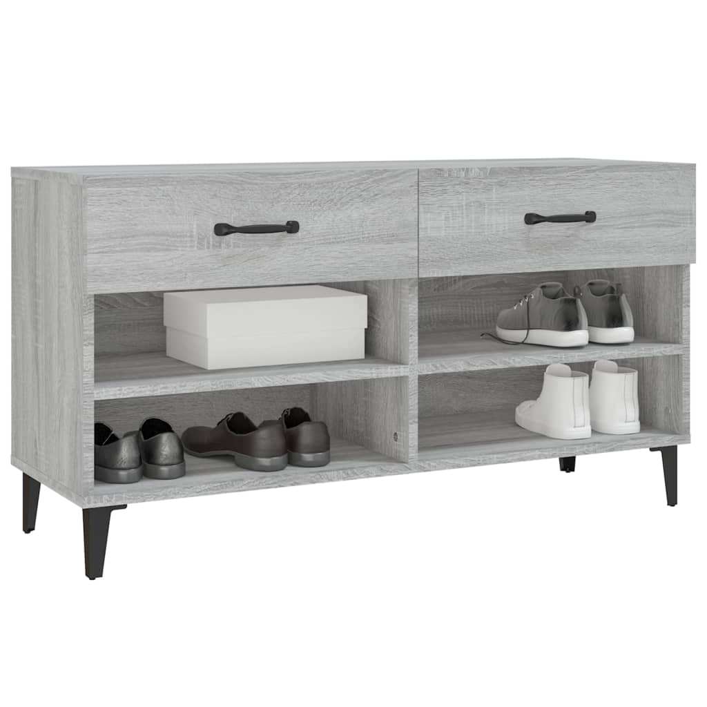 szürke sonoma színű szerelt fa cipőszekrény 102 x 35 x 55 cm