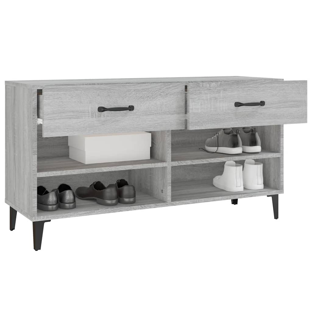 szürke sonoma színű szerelt fa cipőszekrény 102 x 35 x 55 cm