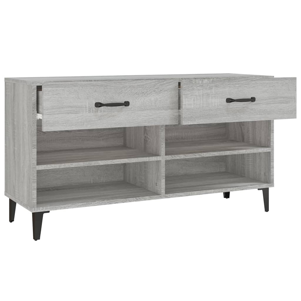 szürke sonoma színű szerelt fa cipőszekrény 102 x 35 x 55 cm