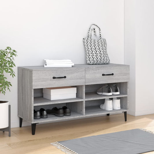 szürke sonoma színű szerelt fa cipőszekrény 102 x 35 x 55 cm