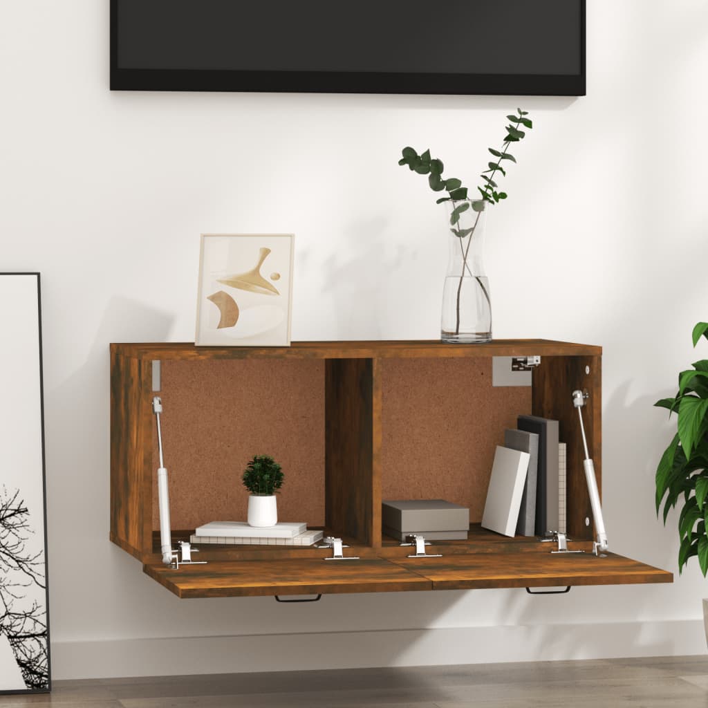 füstös tölgy színű szerelt fa faliszekrény 80 x 36,5 x 35 cm