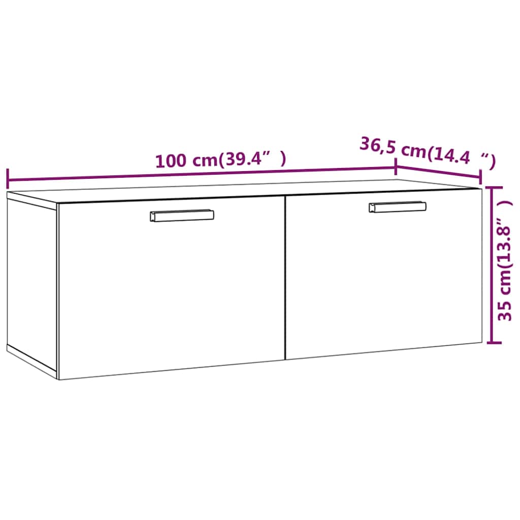 füstös tölgy színű szerelt fa faliszekrény 100 x 36,5 x 35 cm