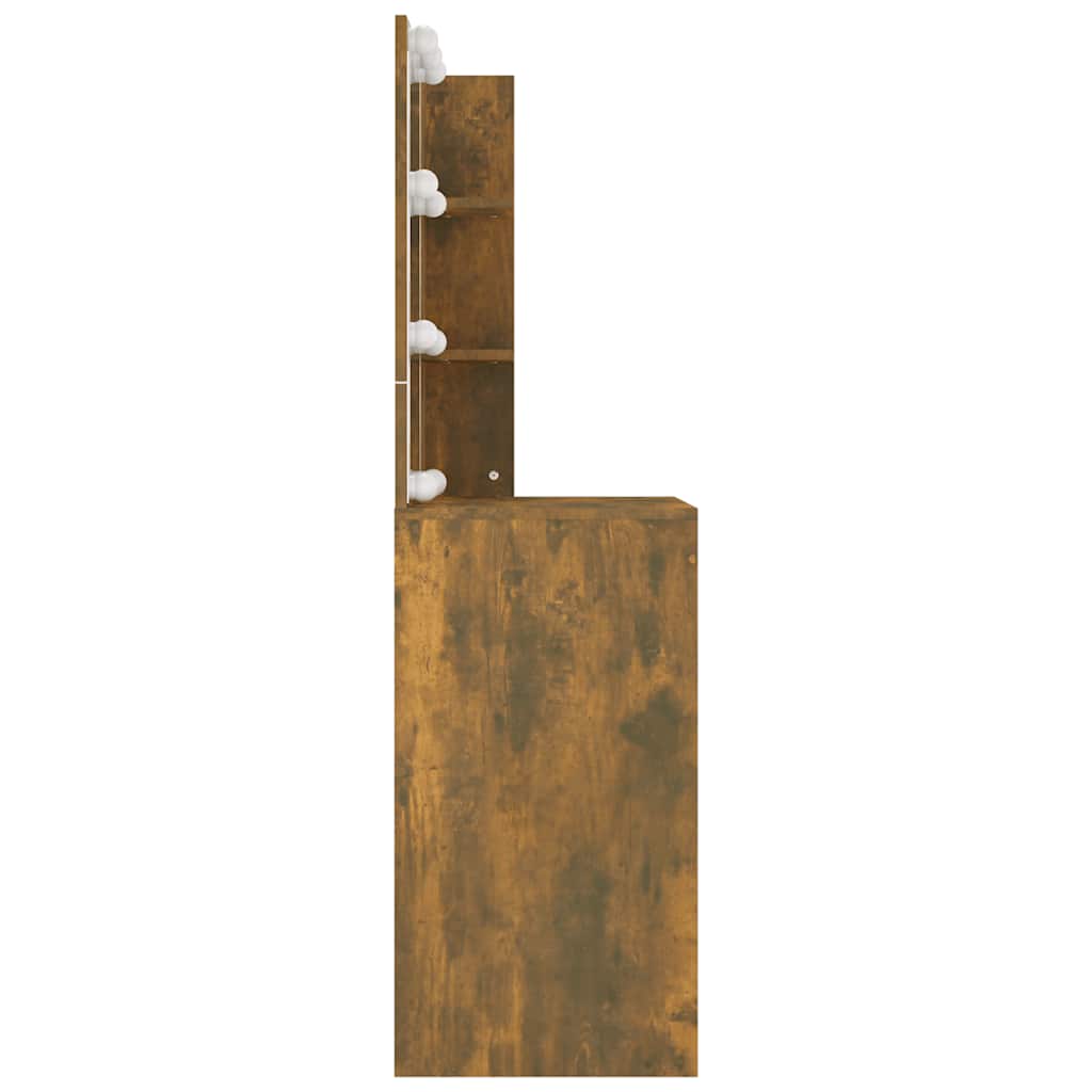 füstös tölgy színű LED-es fésülködőasztal 60 x 40 x 140 cm