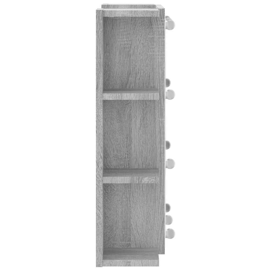 szürke sonoma tölgy színű tükrös szekrény LED-del 70x16,5x60 cm