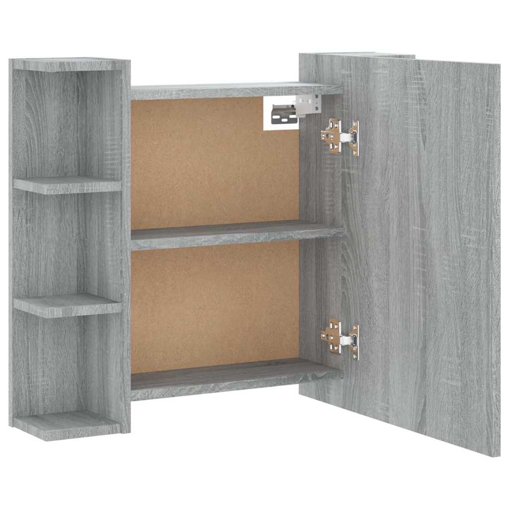 szürke sonoma tölgy színű tükrös szekrény LED-del 70x16,5x60 cm