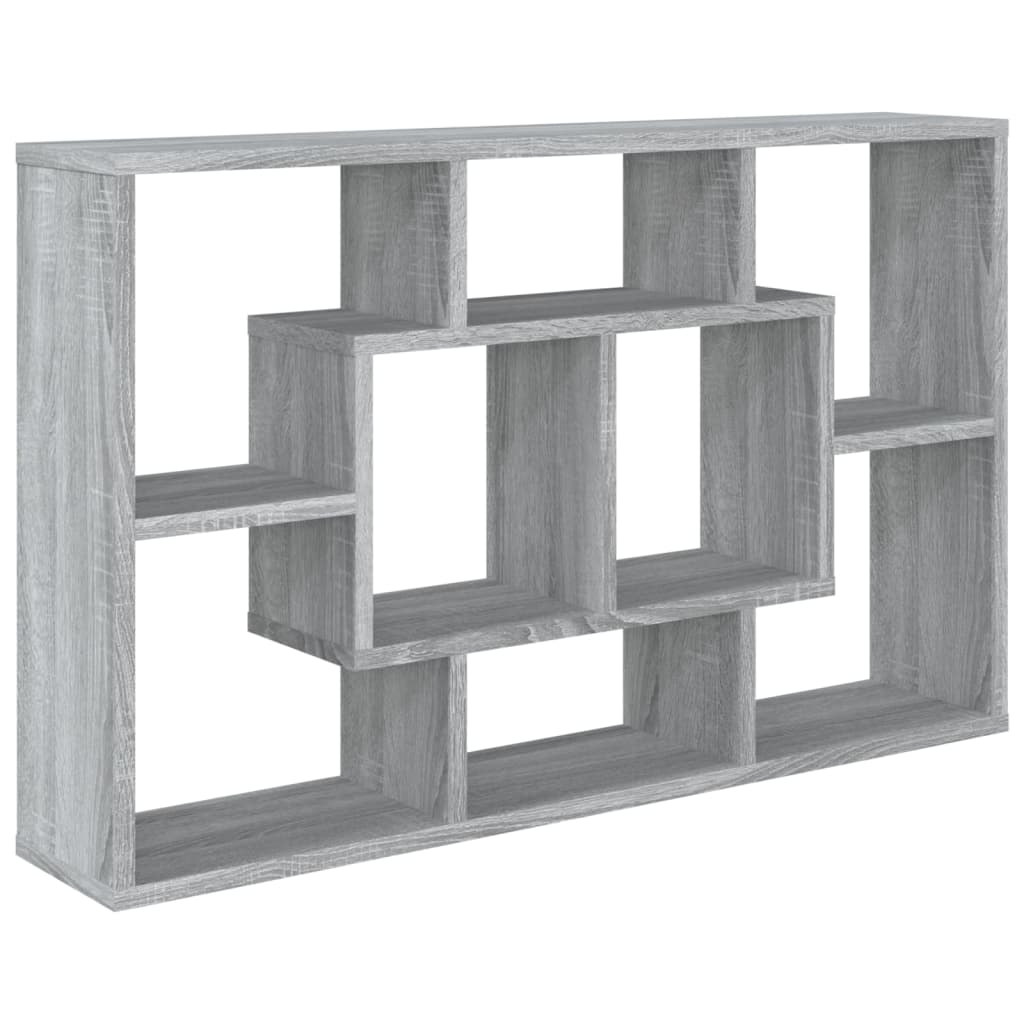 szürke sonoma színű szerelt fa fali polc 85x16x52,5 cm