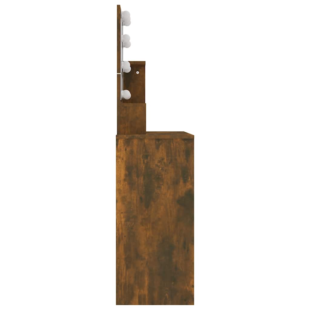 füstös tölgyszínű LED-es fésülködőasztal 86,5 x 35 x 136 cm