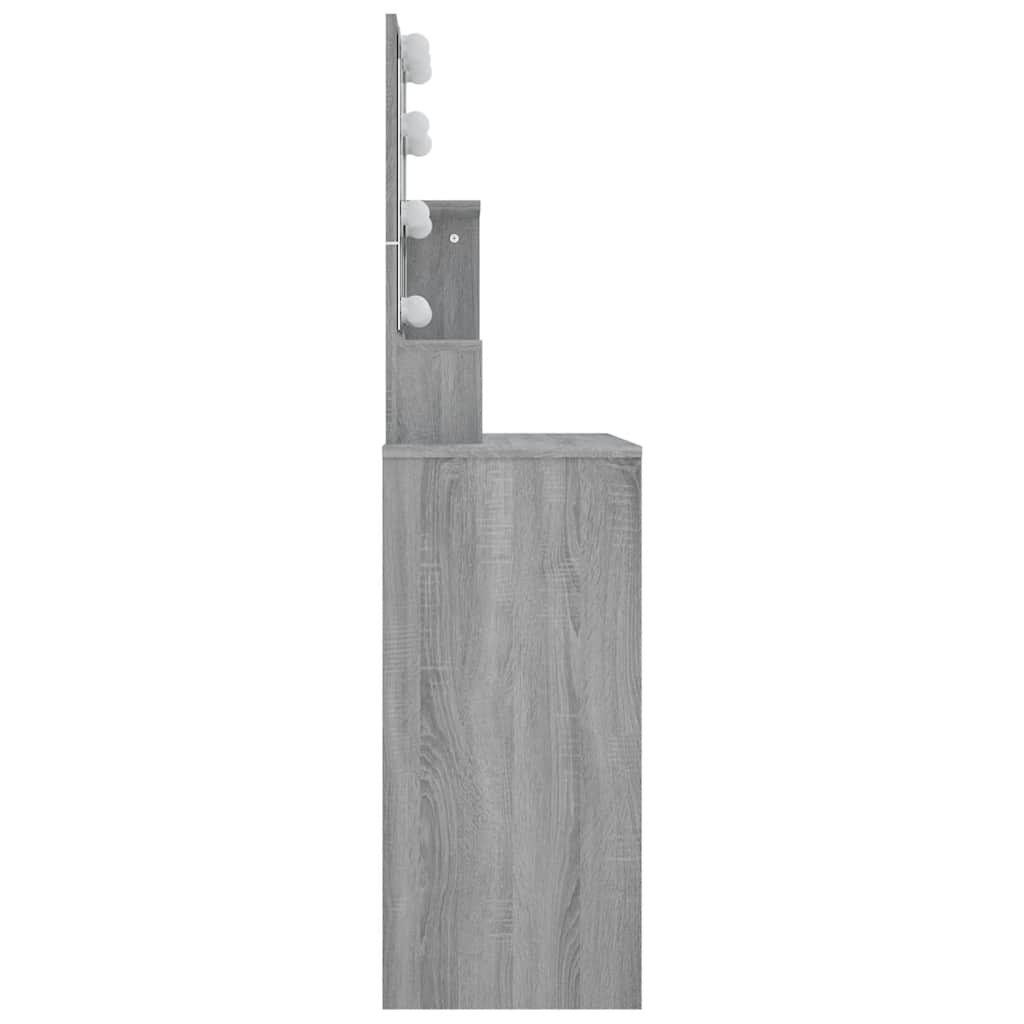 szürke sonoma LED-es fésülködőasztal 86,5 x 35 x 136 cm