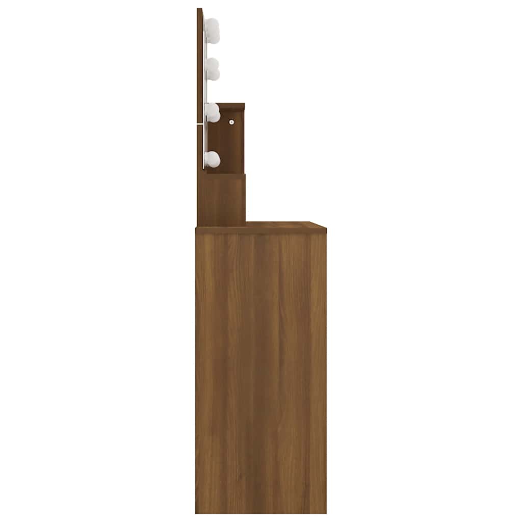 barna tölgyszínű LED-es fésülködőasztal 86,5 x 35 x 136 cm