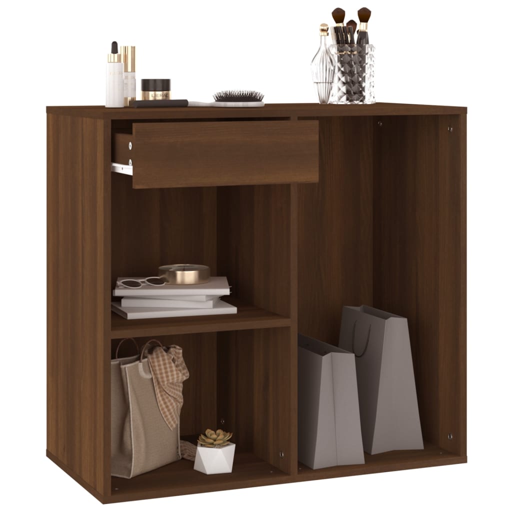barna tölgy színű szerelt fa pipereszekrény 80 x 40 x 75 cm