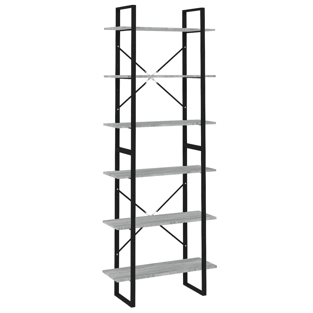 szürke sonoma színű szerelt fa magasszekrény 80 x 30 x 210 cm