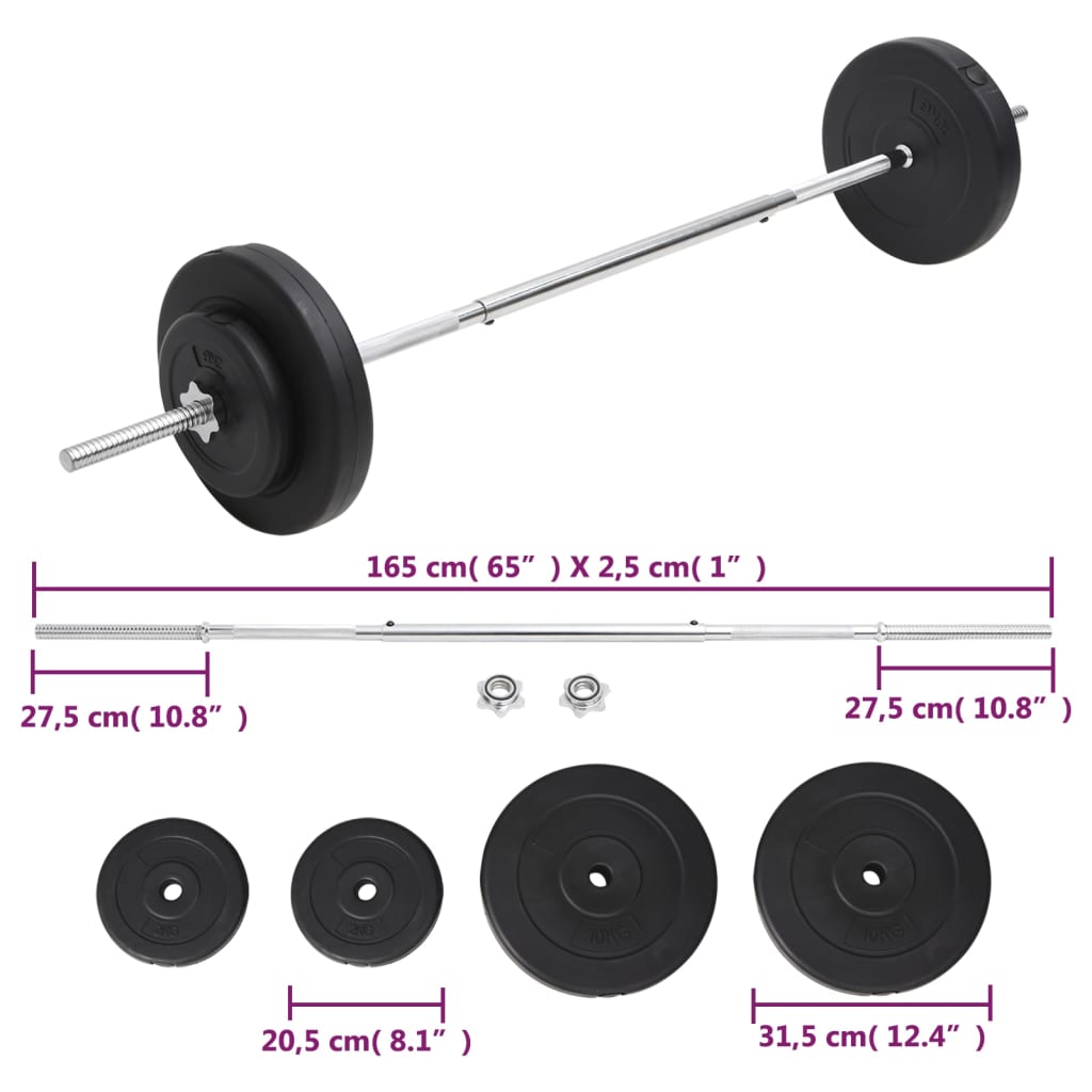 súlyzórúd súlytárcsákkal 30 kg