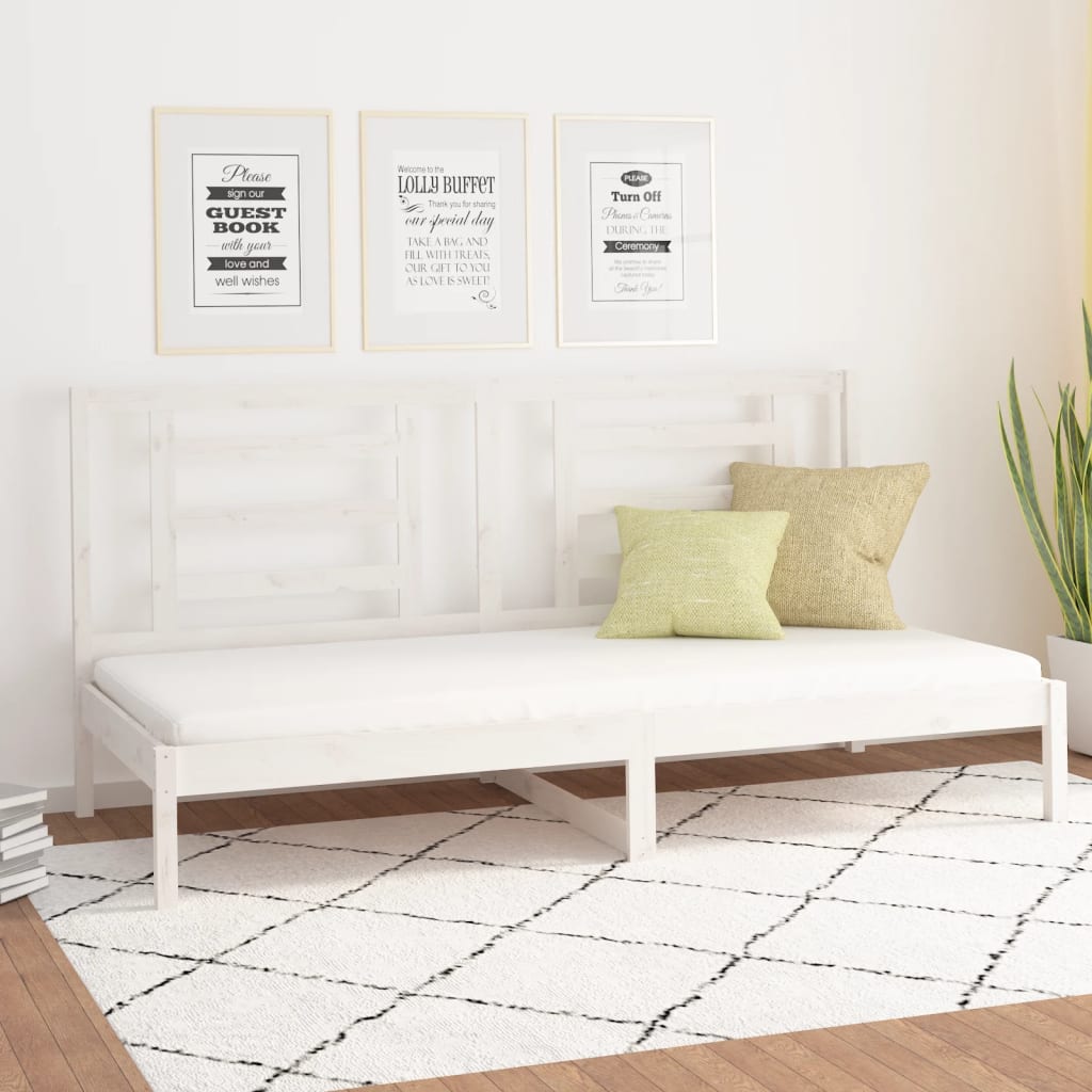 fehér tömör fenyőfa kanapéágy matrac nélkül 90 x 200 cm