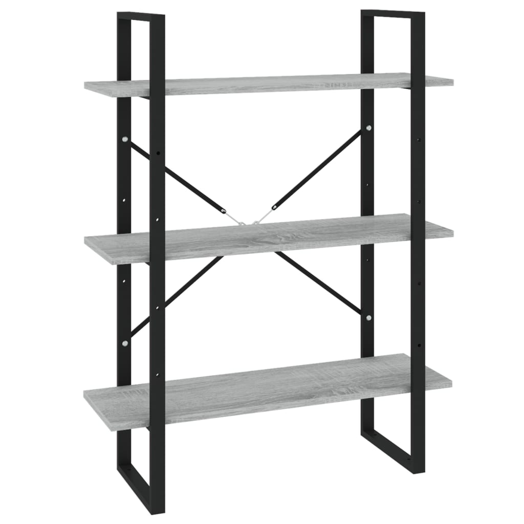 5 szintes szürke sonoma szerelt fa könyvszekrény 80x30x175 cm