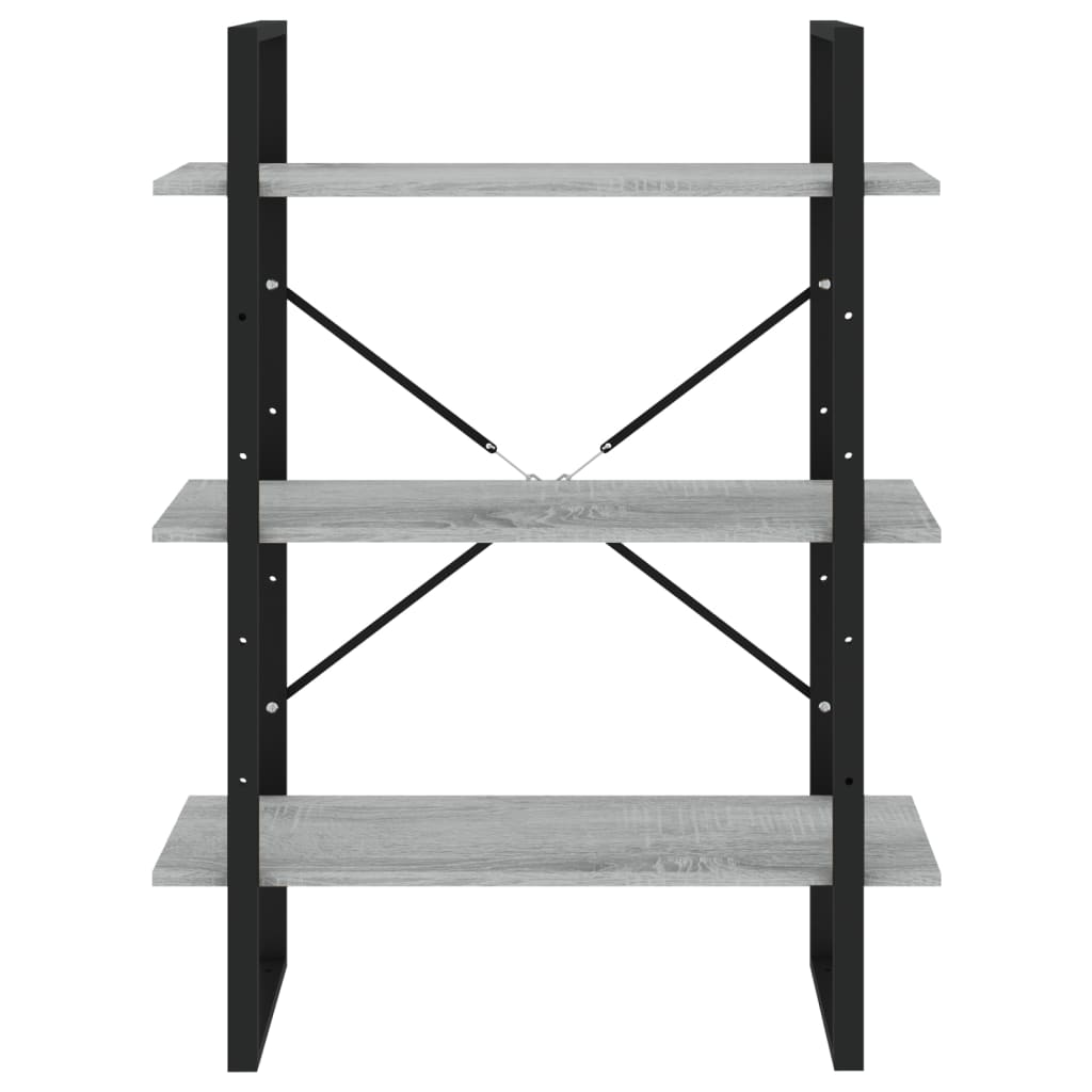 5 szintes szürke sonoma szerelt fa könyvszekrény 80x30x175 cm