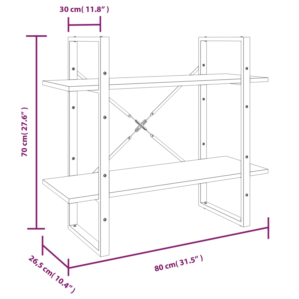 5 szintes szürke sonoma szerelt fa könyvszekrény 80x30x175 cm