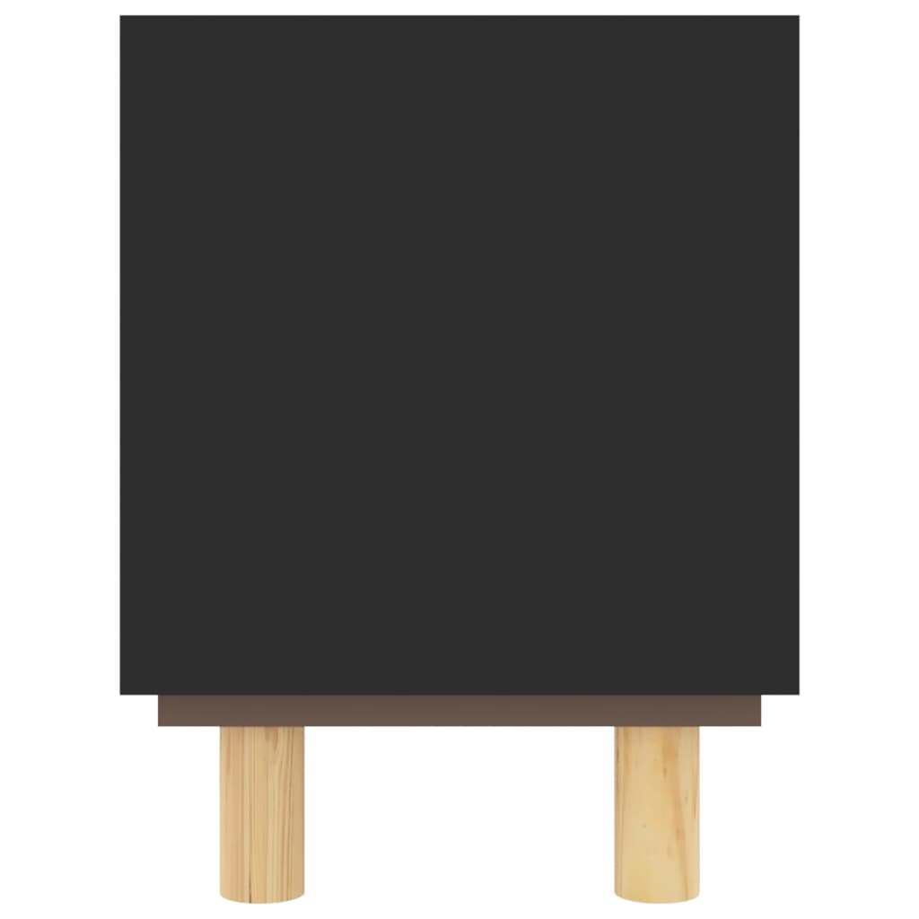 fekete fenyőfa és természetes rattan TV-szekrény 80x30x40 cm