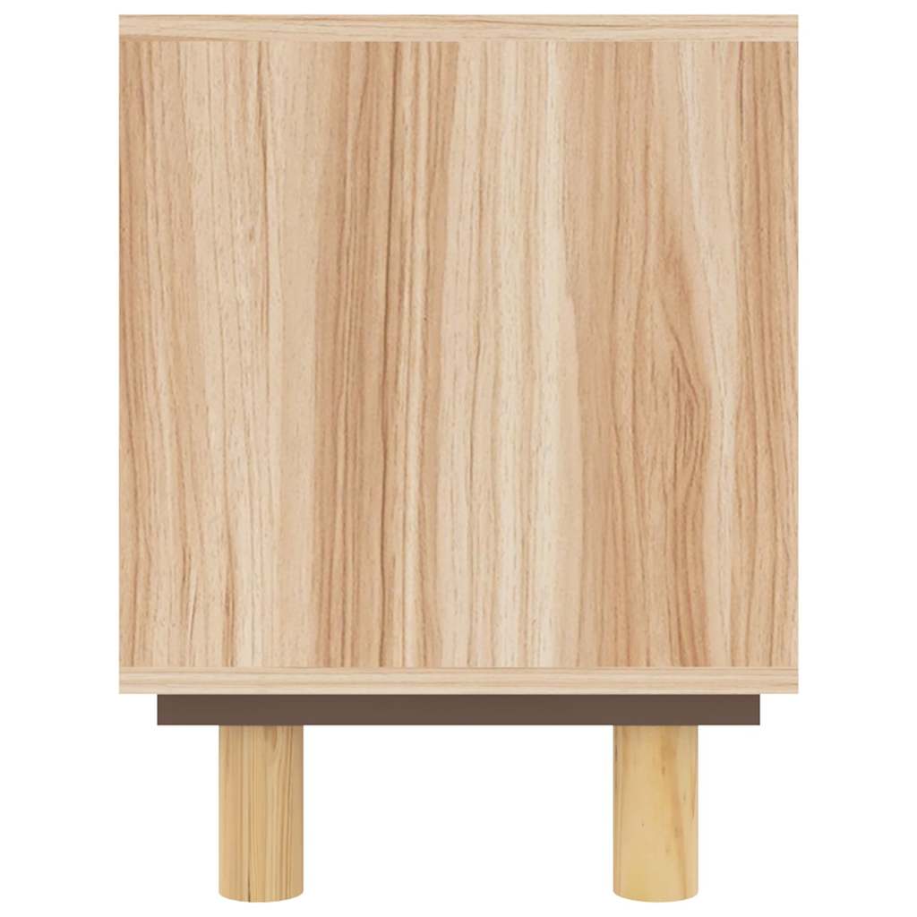 barna tömör fenyő és természetes rattan TV-szekrény 80x30x40 cm