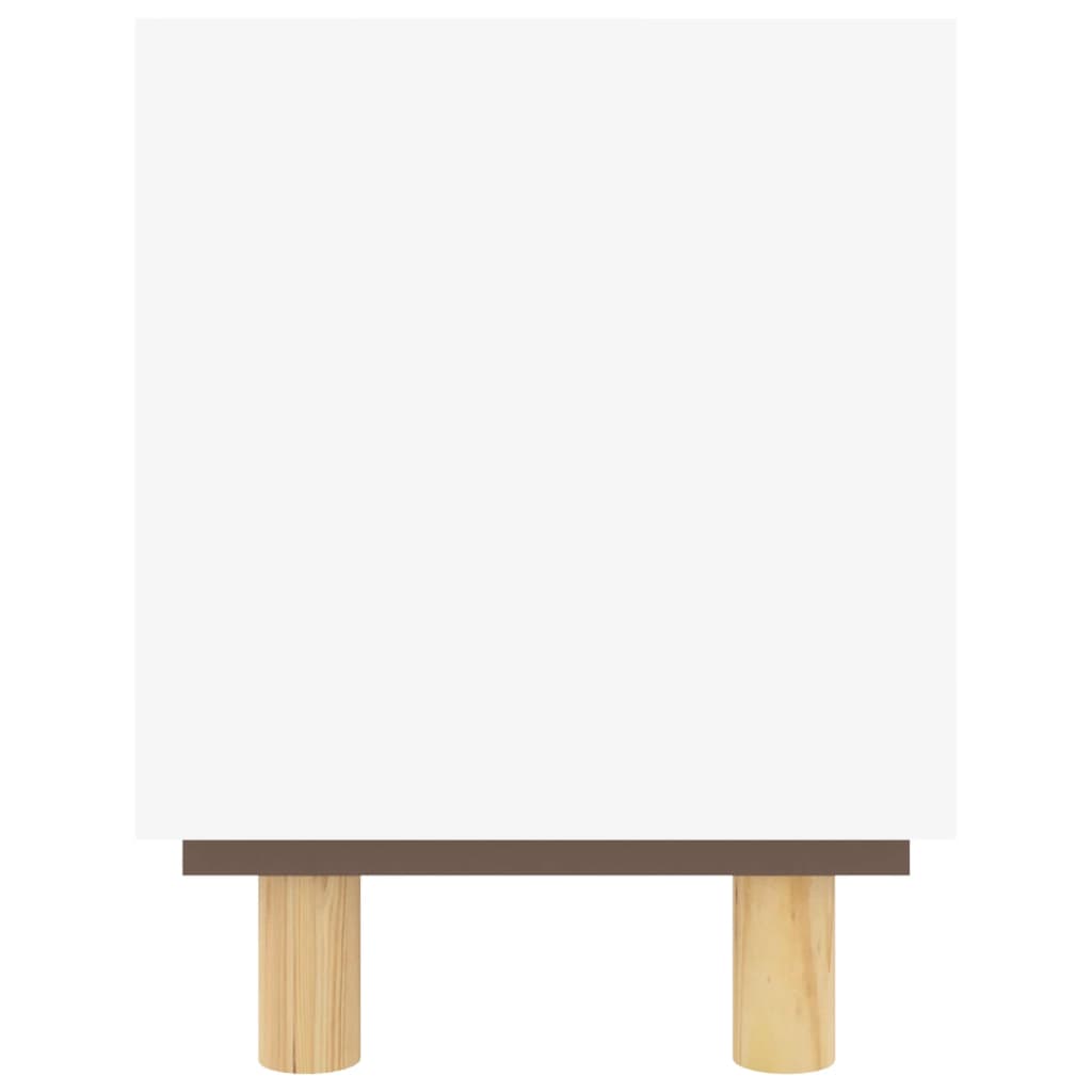 fehér fenyőfa és természetes rattan TV-szekrény 105x30x40 cm