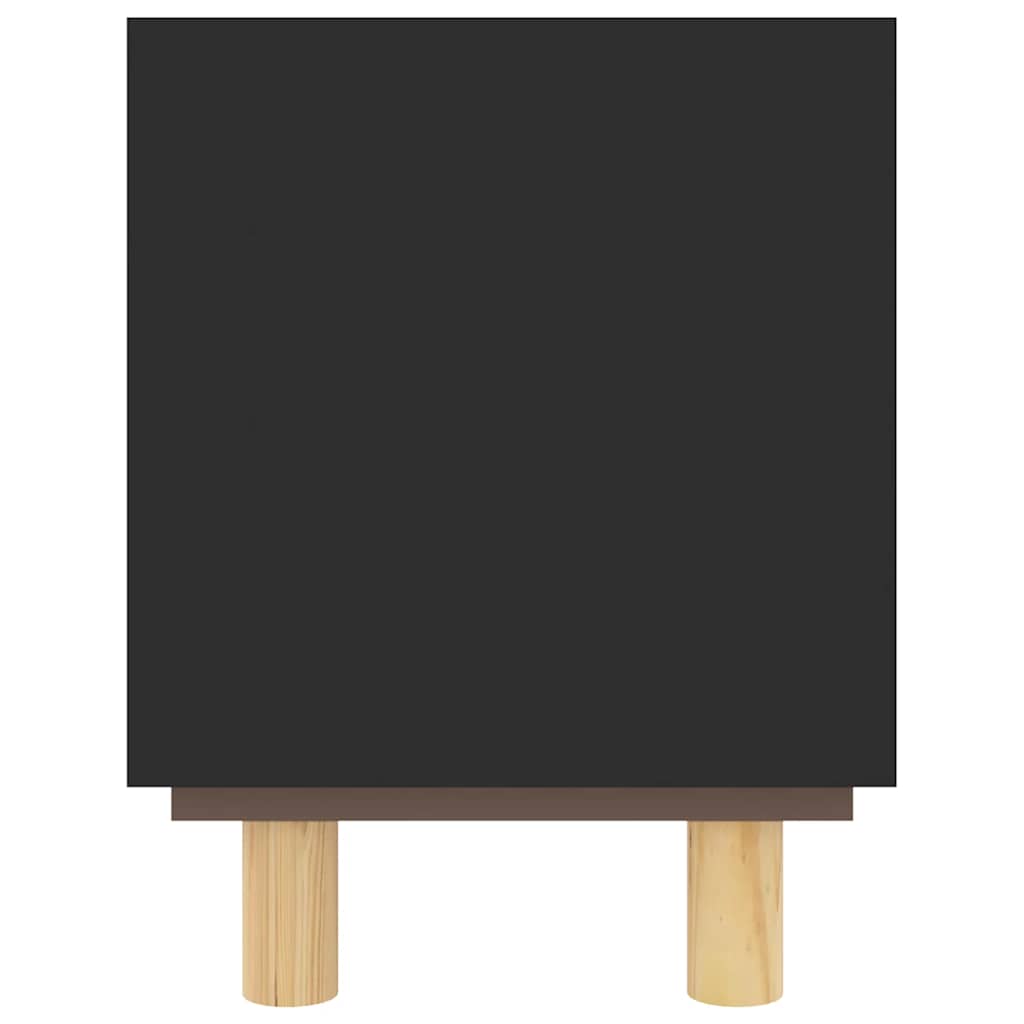fekete fenyőfa és természetes rattan TV-szekrény 105x30x40 cm