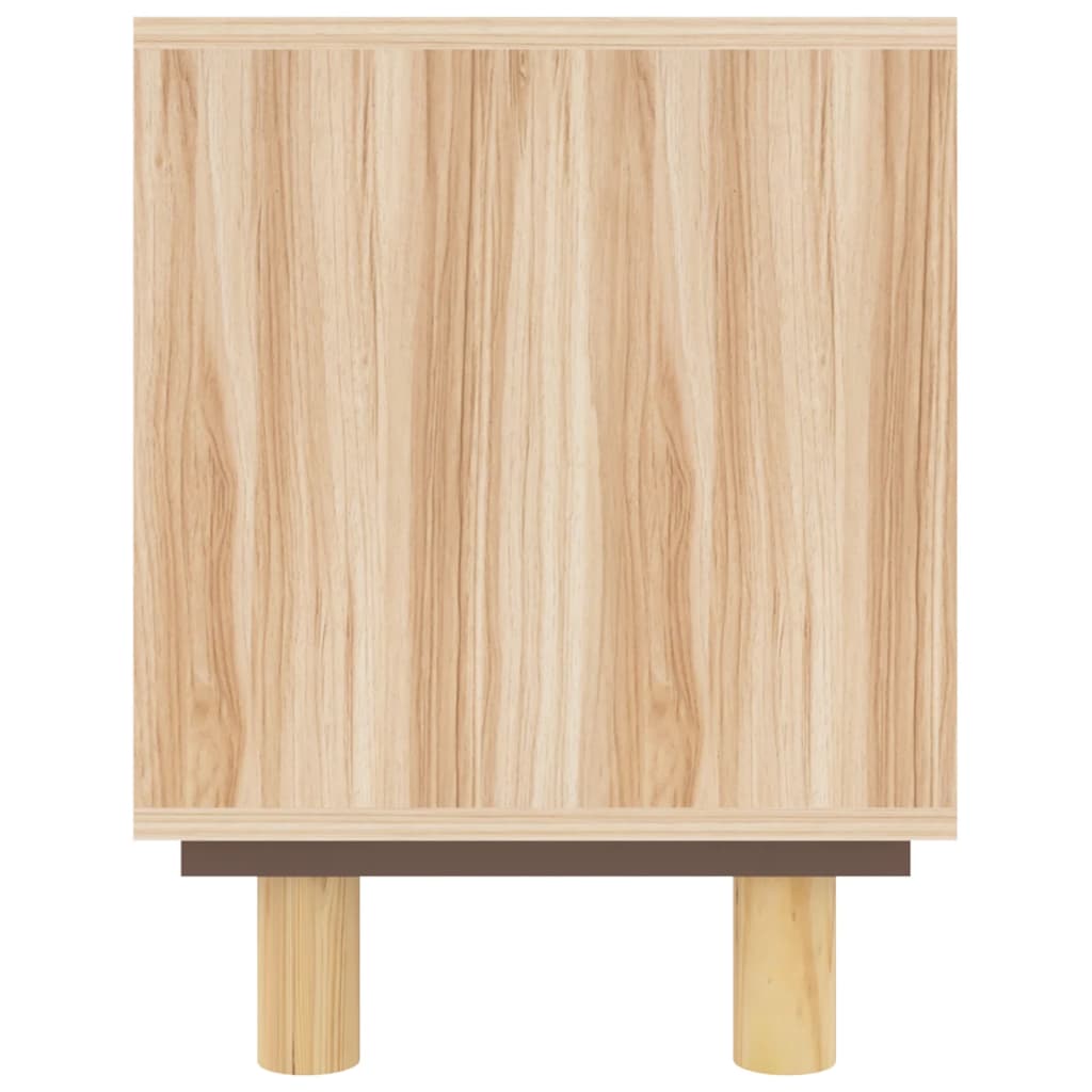 barna fenyőfa és természetes rattan TV-szekrény 105x30x40 cm