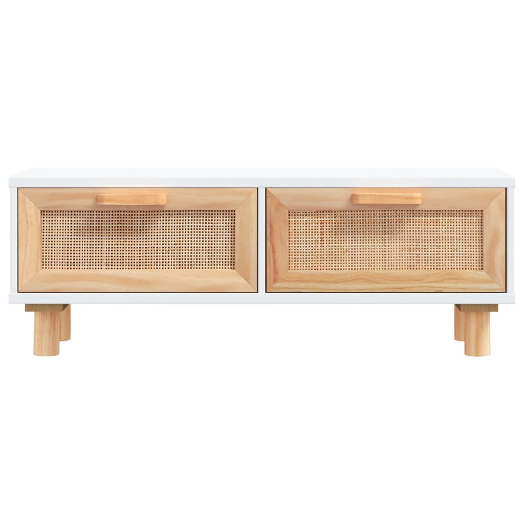 fehér szerelt fa és tömör fenyőfa dohányzóasztal 80x40x30 cm