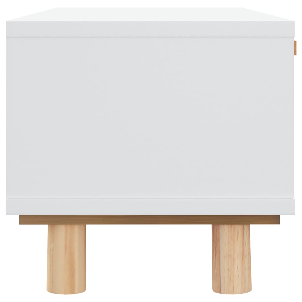 fehér szerelt fa és tömör fenyőfa dohányzóasztal 80x40x30 cm