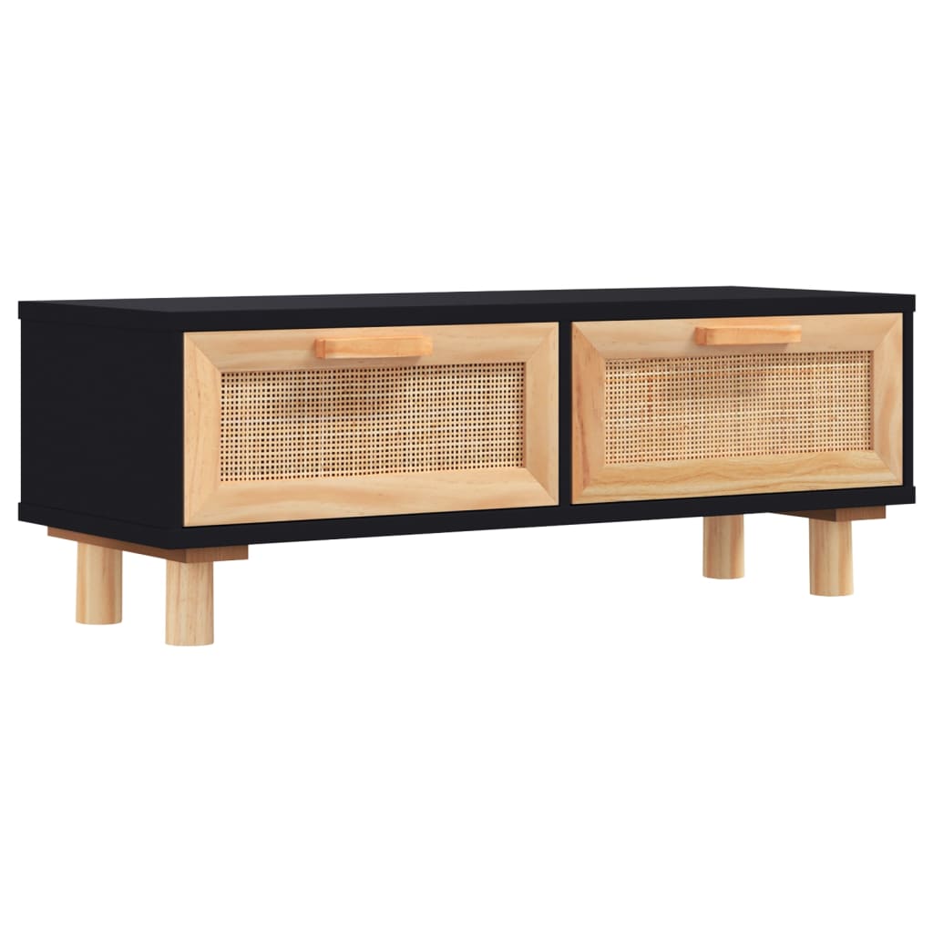fekete szerelt fa és tömör fenyőfa dohányzóasztal 80x40x30 cm