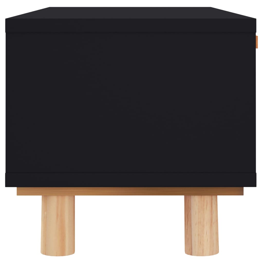 fekete szerelt fa és tömör fenyőfa dohányzóasztal 80x40x30 cm